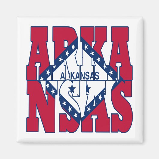 Aimant Texte du drapeau de l'État de l'Arkansas (Devant)