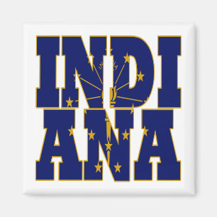 Aimant Texte du drapeau de l'état de l'Indiana