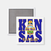 Aimant Texte du drapeau de l'État du Kansas (Recto/Verso)