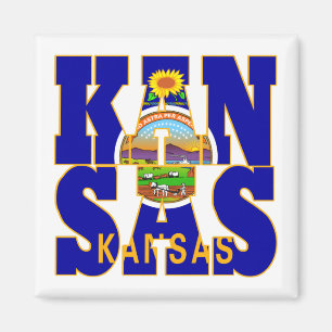 Aimant Texte du drapeau de l'État du Kansas