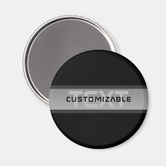 Aimant Texte en calques personnalisable moderne | Noir et (Recto/Verso)