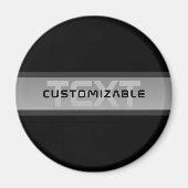 Aimant Texte en calques personnalisable moderne | Noir et (Devant)