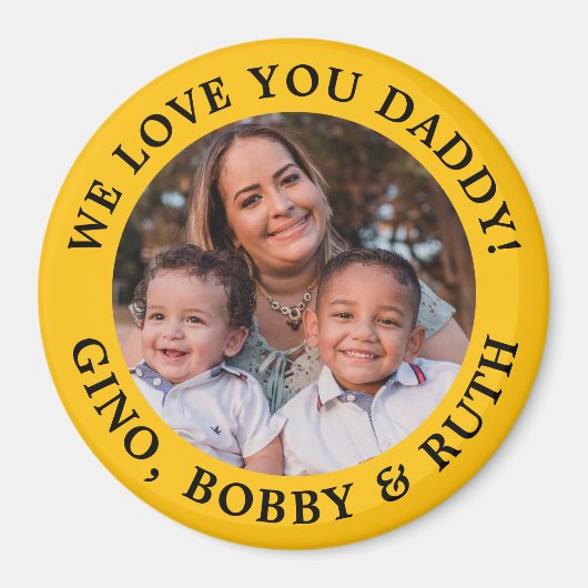 Aimant Texte et photo avec message simple jaune (Devant)