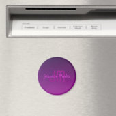 Aimant Texte Monogrammé Moderne Éditable & Ombre Violet (In Situ (Lave-vaisselle))