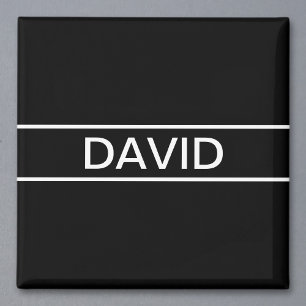 Aimant Texte personnalisable   Moderne Gras Noir & Blanc