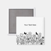 Aimant Texte personnalisé avec des fleurs (Recto/Verso)