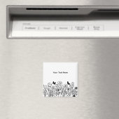 Aimant Texte personnalisé avec des fleurs (In Situ (Lave-vaisselle))