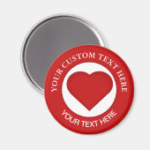 Aimant Texte personnalisé du coeur rouge (Recto/Verso)