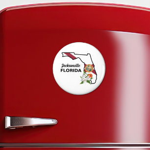 Aimant Texte personnalisé Floride Drapeau & Fleur Orange 