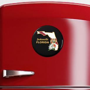 Aimant Texte personnalisé Floride Drapeau & Fleur Orange 