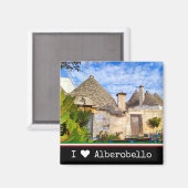Aimant Texte personnalisé, maisons trulli, Alberobello, P (Recto/Verso)