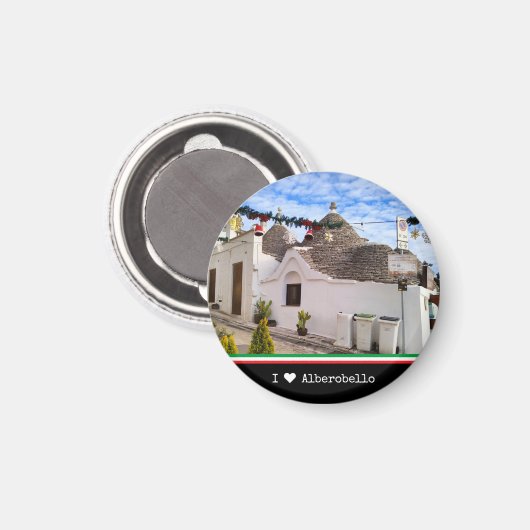 Aimant Texte personnalisé, maisons trulli en Alberobello (Recto/Verso)