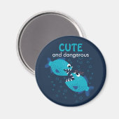 Aimant Texte Personnalisé Mignonne Et Poisson Piranha Dan (Recto/Verso)