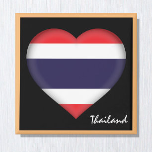 Aimant Thai flag & Thai Heart, holiday Thailand /sports