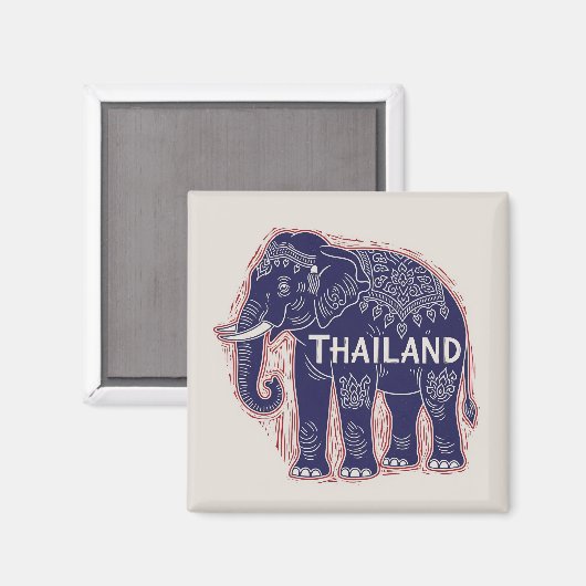 Aimant Thaïlande - Bloc d'éléphants (Recto/Verso)