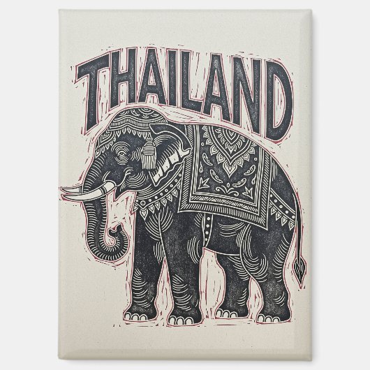 Aimant Thaïlande - Bloc d'éléphants (Recto)