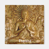 Aimant Thaïlande, Bouddha assis en or (Aimant frigo) (Devant)