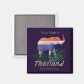 Aimant Thaïlande Elephant Drapeau Jungle Feuille Souvenir (Recto/Verso)