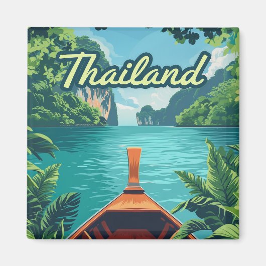Aimant Thaïlande Tropical Island Long Tail Boat Vintage (Devant)