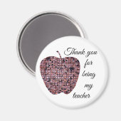 Aimant Thank You For Being My Teacher Red Mosaic Appple (Recto/Verso)