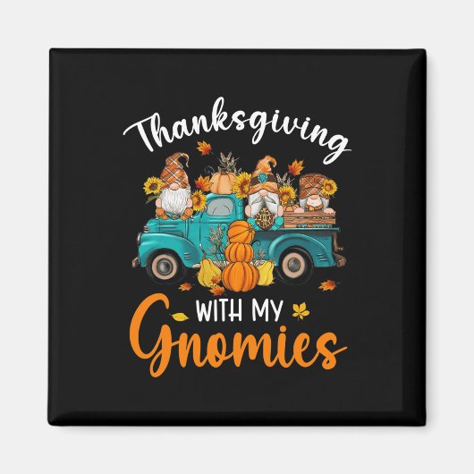 Aimant Thanksgiving Avec Mes Gnomies Gnomes Amis Heureux (Devant)