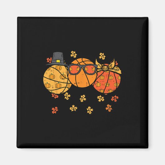 Aimant Thanksgiving Basketballs Pilgrim Automne Automne H (Devant)