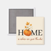 Aimant Thanksgiving Citrouille Home Où nous donnons des r (Recto/Verso)