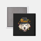 Aimant Thanksgiving Golden Retriever Pilgrie Turquie Jour (Recto/Verso)