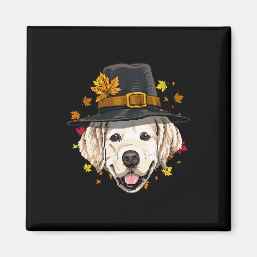 Aimant Thanksgiving Golden Retriever Pilgrie Turquie Jour (Devant)