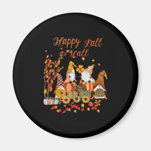 Aimant Thanksgiving Happy Fall Yall Gnome Leopard (Devant)
