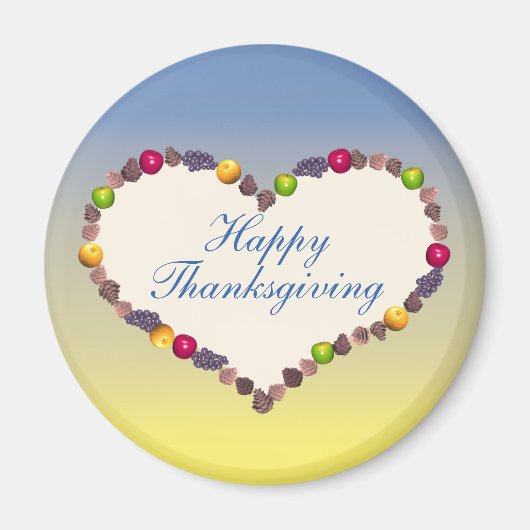 Aimant Thanksgiving Heart - Bleu et Jaune (Devant)