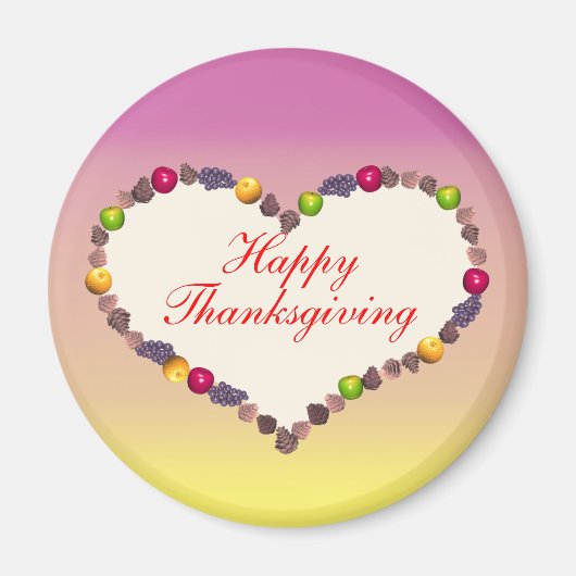 Aimant Thanksgiving Heart - rose et jaune (Devant)