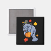 Aimant Thanksgiving Manatee Pilgrim Fall Citrouille Dugon (Recto/Verso)