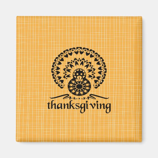 Aimant Thanksgiving Mandala Turkey Boho Folk Art (Devant)