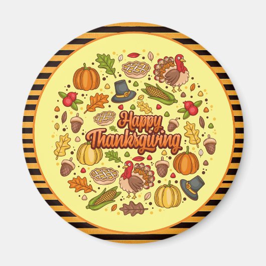 Aimant Thanksgiving Moderne Belle Collection Automne (Devant)