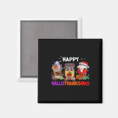 Aimant Thanksgiving Noël Joyeux Hallothanksmas Café (Recto/Verso)