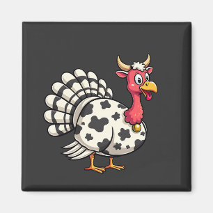 Aimant Thanksgiving Turkey Moo Cow Head Fundy Fall Family