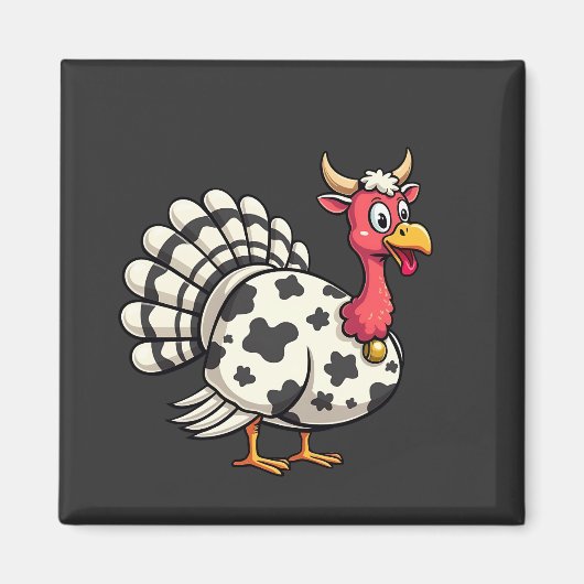 Aimant Thanksgiving Turkey Moo Cow Head Fundy Fall Family (Devant)