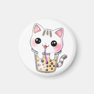 Aimant Thé à bulle de chat Kawaii
