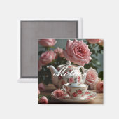 Aimant Thé à la rose de chou rose (Recto/Verso)