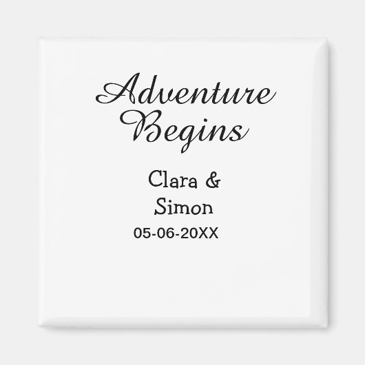 Aimant The adventure begins wedding couple name datsimple (Devant)
