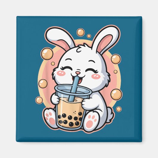 Aimant Thé aux perles de lapin Bubble Tea (Devant)