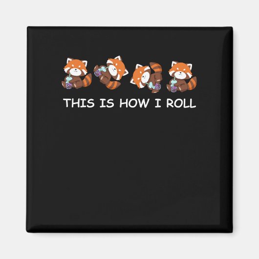 Aimant Thé Boba Panda Rouge C'est comme ça que je roule (Devant)