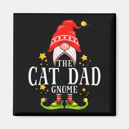 Aimant The Cat Dad Gnome Christmas Matching For Men Women (Devant)