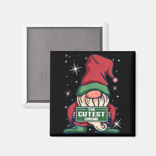 Aimant The Cutest Gnome Xmas Elf Matching Family Christma (Recto/Verso)