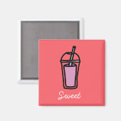 Aimant Thé de lait rose bulle thé (Recto/Verso)