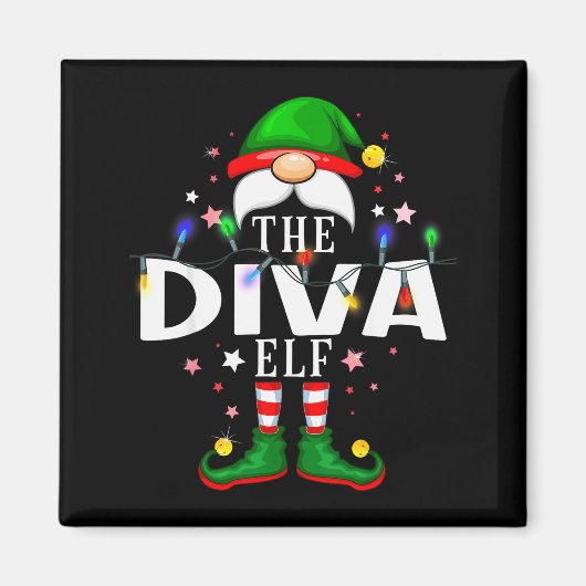 Aimant The Diva Elf Christmas Family Pajama Party (Devant)