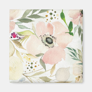 Aimant The Joy of White Watercolor Floral Pattern