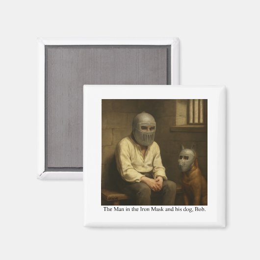 Aimant The Man in the Iron Mask and his dog, Bob. (Recto/Verso)