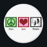 Aimant Théâtre Peace Love<br><div class="desc">Un cadeau de Noël parfait pour ceux qui aiment les arts de la scène. Un joli club de théâtre présent pour un acteur.</div>